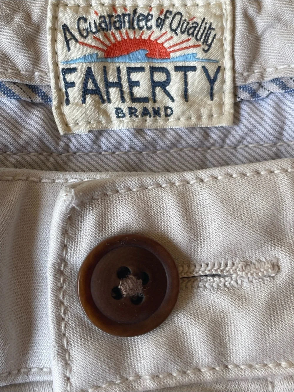 Faherty Reserve Chino Men's Light Khaki Flat Front Shorts 9” Inseam
